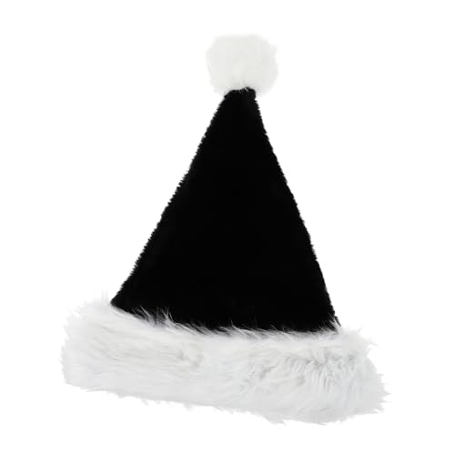 Ipetboom Schwarze Plüsch Weihnachtsmütze Erwachsene Weicher Langflor Weihnachts und Halloween Partyhut Bequemes Cosplay Kopfschmuck für Karneval und Themenpartys von Ipetboom