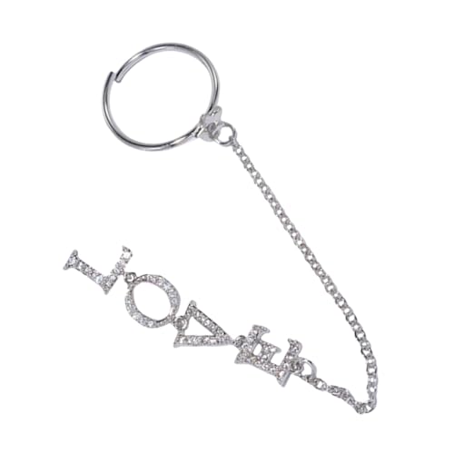Ipetboom Silberne Love Kette Nagelkunst mit Zirkonia Strass Dekorative Maniküre Charms für Natürliche und Künstliche Fingernägel Modisches Nail Art Accessoire für Damen und DIY Nageldesign von Ipetboom