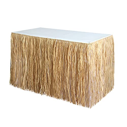Ipetboom Strandtischrock aus Raffia Stroh Dekorativer Sommer Tischrock für Party Leichte Langlebige Tischdekoration Geeignet für Garten Outdoor Strandfest und Feierlichkeiten von Ipetboom