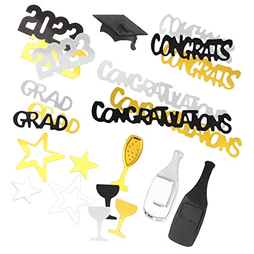 Ipetboom Teiliges Graduation Konfetti Schwarz Gold Silber Multifunktionale Tischdeko für Abschlussfeier Streubar für Party Einladungen Kuchen und Kerzenhalter Dekoration Geruchlos und von Ipetboom