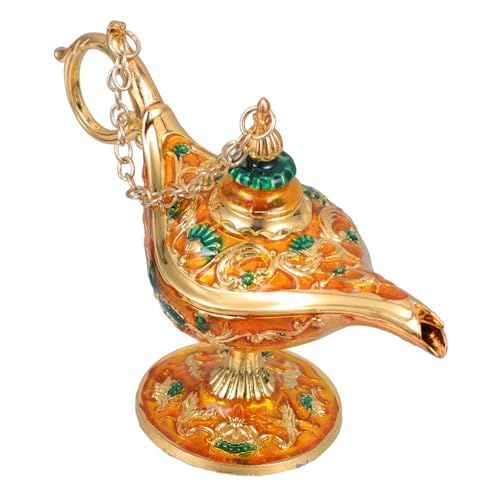Ipetboom Vintage Wunschlampe aus Zinklegierung Retro Tischdekoration für Party Cosplay und Langlebiges Rostfreies Sammelobjekt im Gold Orangen Farbton von Ipetboom