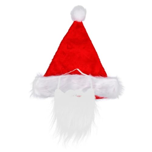 Ipetboom Weihnachtsmann Perücke und Mütze Leicht und Bequem für Weihnachtsfeier Karneval und Cosplay Santa Claus Kostüm Zubehör für Erwachsene von Ipetboom