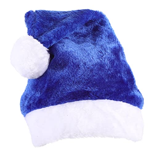 Ipetboom Weihnachtsmütze Plüsch Santa Hut für Erwachsene Gemütliche Kopfbedeckung für Weihnachtsfeiern Verkleidung für Kostümpartys und Fotorequisiten Blau mit Doppelter Fütterung von Ipetboom