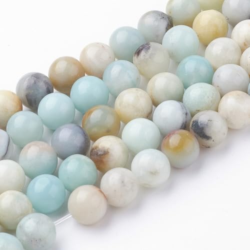 Ipotkitt 1 Strang 8 mm natürliche Amazonit-Perlenstränge, runde Perlen, Kugelform, lose Perlen für DIY-Schmuckherstellung, Armbänder, Ohrringe, Halsketten, Bastelarbeiten von Ipotkitt