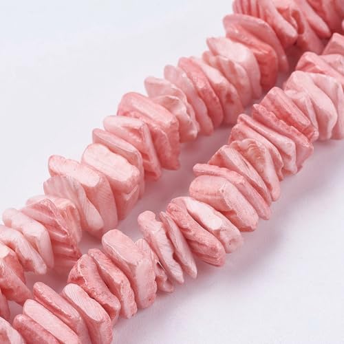 Ipotkitt 1 Strang rosa gefärbte natürliche quadratische Muschelperlen Stränge unregelmäßige Chips Muschel lose Perlen für DIY Schmuckherstellung Halskette Armband Bastelbedarf von Ipotkitt