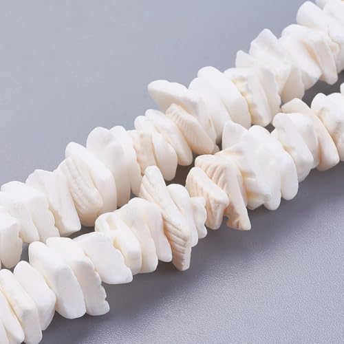 Ipotkitt 1 Strang weiß gefärbte natürliche quadratische Muschelperlen Stränge unregelmäßige Muschelperlen für DIY Schmuckherstellung Halskette Armband Ohrringe Bastelbedarf von Ipotkitt