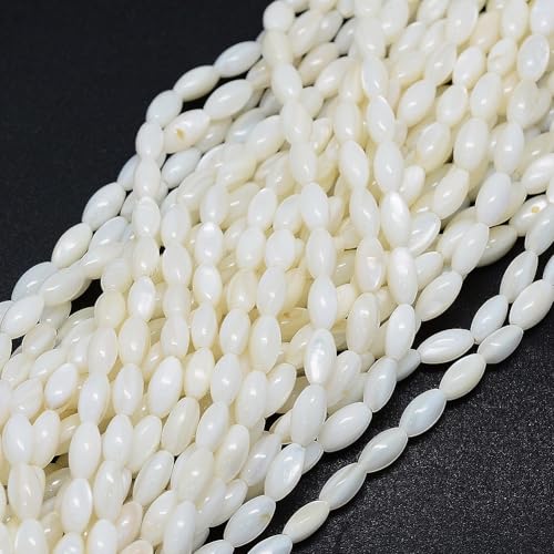 Ipotkitt 1 Strang weiße ovale gefärbte natürliche Muschelperlenstränge in Tropfenform, Abstandshalter, Muschelperlen für DIY-Schmuckherstellung, Halsketten, Armbänder, Ohrringe, Schlüsselanhänger von Ipotkitt