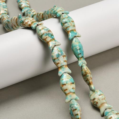 Ipotkitt 10 Stränge gefärbte synthetische türkisfarbene Fischperlen Stränge Meer Ozean Tier Abstandshalter Edelstein Perle für DIY Schmuck Armband Halskette Ohrringe Schlüsselanhänger Handwerk Ipotkitt 10 Stränge gefärbte synthetische türkisfarbene Fischperlen Stränge Meer Ozean Tier Abstandshalter Edelstein Perle für DIY Schmuck Armband Halskette Ohrringe Schlüsselanhänger Handwerk von Ipotkitt