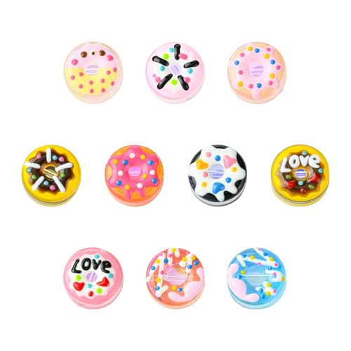 Ipotkitt 10 Stück 10 Farben handgefertigte Lampwork Emaille Donut Perlen Süßes Essen Donut Form Perlen für DIY Kunst Handwerk Zubehör Armbänder Halsketten Ohrringe Schmuckherstellung von Ipotkitt