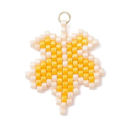 Ipotkitt 10 Stück Glas-Ahornblatt-Perlen mit 304 Edelstahl-Bindering, Herbstblätter, Anhänger für DIY-Schmuck, Armband, Halskette, Ohrringe, Schlüsselanhänger, Taschen, Handwerk von Ipotkitt