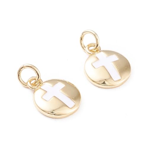 Ipotkitt 10 Stück Messing flach rund mit Kreuz Emaille Charms mit Binderingen religiöse Kruzifix Charms für DIY Schmuckherstellung Handwerk Armbänder Halskette Ohrringe Schlüsselanhänger Dekor Ipotkitt 10 Stück Messing flach rund mit Kreuz Emaille Charms mit Binderingen religiöse Kruzifix Charms für DIY Schmuckherstellung Handwerk Armbänder Halskette Ohrringe Schlüsselanhänger Dekor von Ipotkitt