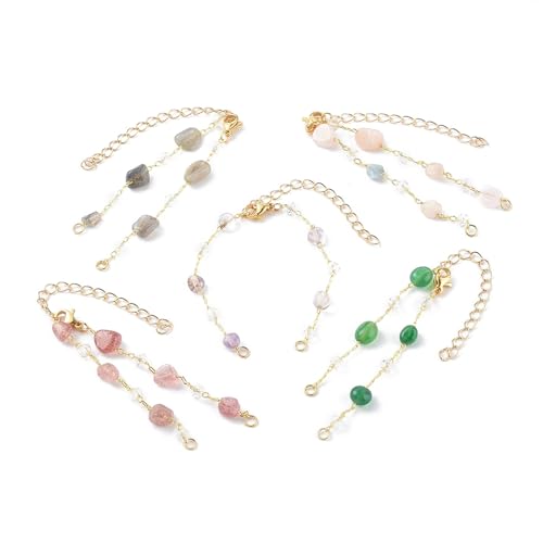 Ipotkitt 10 Stück gemischte Farben, natürliche Edelstein-Perlen, Armbandherstellung mit Messing-Verlängerungsketten und Edelstahl-Karabinerverschlüssen für Bastelarbeiten, Schmuck, Armband Ipotkitt 10 Stück gemischte Farben, natürliche Edelstein-Perlen, Armbandherstellung mit Messing-Verlängerungsketten und Edelstahl-Karabinerverschlüssen für Bastelarbeiten, Schmuck, Armband von Ipotkitt