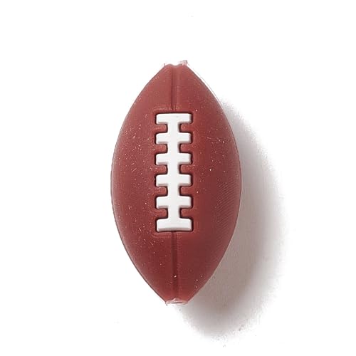 Ipotkitt 10 braune Rugby-Silikon-Fokal-Perlen, Sportthema, Ballspiel, Gummiperlen für DIY-Schmuck, Handwerk, Stift, Schlüsselanhänger, Armband, Schlüsselband, Zubehör von Ipotkitt