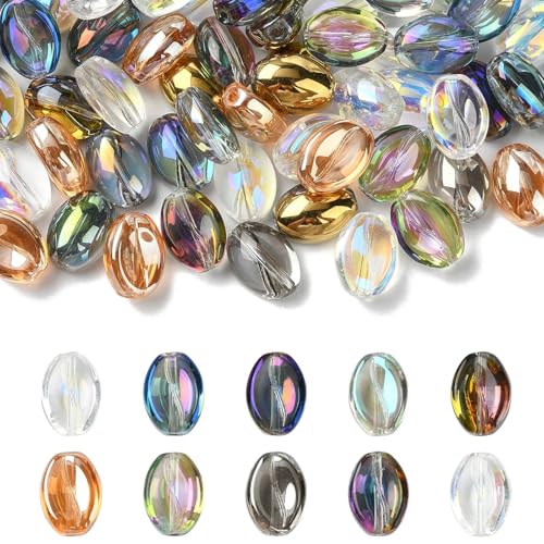 Ipotkitt 100 Stück 10 Farben galvanisierte Glasperlen Kaffeebohnenperlen Kaffee-Thema lose Perlen für Schmuckherstellung DIY Handwerk Armband Halskette Ohrringe Schlüsselanhänger Dekor von Ipotkitt