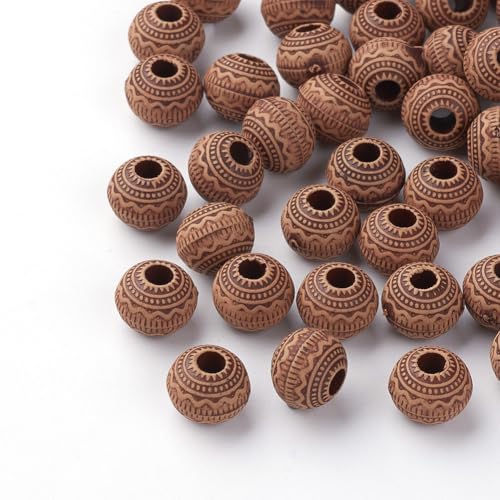 Ipotkitt 100 Stück 11 mm Kunstholz Acryl Runde Perlen Boho Stil Kugel Großes Loch Europäische Perlen für DIY Schmuck Handwerk Armband Halskette Ohrringe Schlüsselanhänger Bulk von Ipotkitt