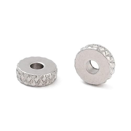 Ipotkitt 100 Stück 6 mm Edelstahl-Säulenperlen, flach, rund, Kreis, Metall-Abstandshalter, Perlen für DIY-Schmuckherstellung, Handwerk, Armband, Halskette, Ohrringe, Zubehör, 1,8 mm Loch Ipotkitt 100 Stück 6 mm Edelstahl-Säulenperlen, flach, rund, Kreis, Metall-Abstandshalter, Perlen für DIY-Schmuckherstellung, Handwerk, Armband, Halskette, Ohrringe, Zubehör, 1,8 mm Loch von Ipotkitt