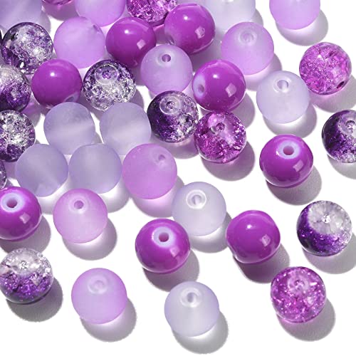 Ipotkitt 100 Stück 8 mm violette Glasperlen, runde Kristallperlen, runde lose Abstandshalter Perlen für Armbänder, Perlen, DIY, Handwerk, Schmuckherstellung von Ipotkitt
