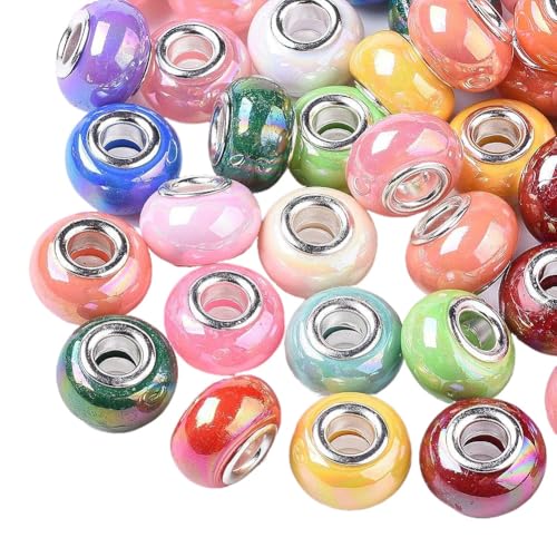 Ipotkitt 100 Stück AB-farbbeschichtete Kunstharzperlen, europäische Perlen, Porzellan-Rondelle, großes Loch, Perlen für DIY-Schmuck, Handwerk, Schlüsselanhänger, Armbänder, Halsketten, Großpackung Ipotkitt 100 Stück AB-farbbeschichtete Kunstharzperlen, europäische Perlen, Porzellan-Rondelle, großes Loch, Perlen für DIY-Schmuck, Handwerk, Schlüsselanhänger, Armbänder, Halsketten, Großpackung von Ipotkitt