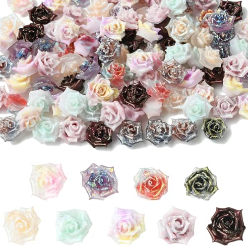 Ipotkitt 100 Stück Kunststoff-Rosen-Cabochons, Blumen, flache Rückseite, ohne Loch, Perlen für DIY-Nagelkunst, Schmuck, Ohrringe, Armbänder, Halsketten, Haarnadeln, Handyhüllen, Basteln Ipotkitt 100 Stück Kunststoff-Rosen-Cabochons, Blumen, flache Rückseite, ohne Loch, Perlen für DIY-Nagelkunst, Schmuck, Ohrringe, Armbänder, Halsketten, Haarnadeln, Handyhüllen, Basteln von Ipotkitt
