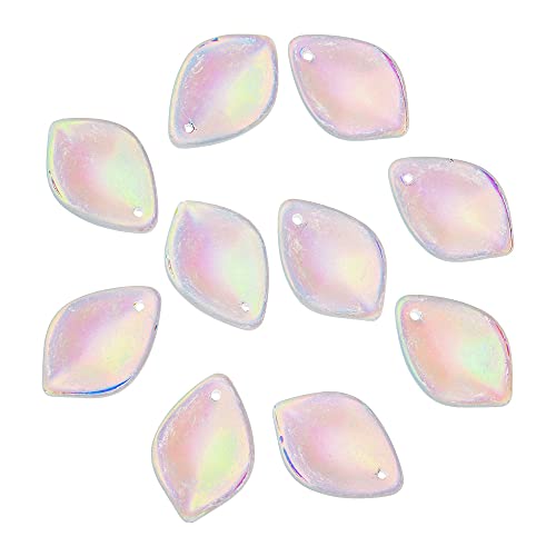 Ipotkitt 100 Stück Milchglas-Blütenblatt-Charms AB-farbig beschichtete Kristall-weiße Blumen-Petaline-Perlen für DIY-Schmuckherstellung, Finden und Basteln von Ipotkitt