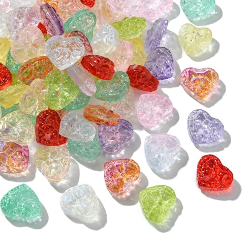 Ipotkitt 100 Stück bunte Glasperlen in Herzform, süße Herzperlen, Valentinstags-Herz-Perlen, Kristall-Abstandshalter, lose Perlen für DIY-Schmuckherstellung, Basteln, Armbänder, Halsketten, Ohrringe Ipotkitt 100 Stück bunte Glasperlen in Herzform, süße Herzperlen, Valentinstags-Herz-Perlen, Kristall-Abstandshalter, lose Perlen für DIY-Schmuckherstellung, Basteln, Armbänder, Halsketten, Ohrringe von Ipotkitt