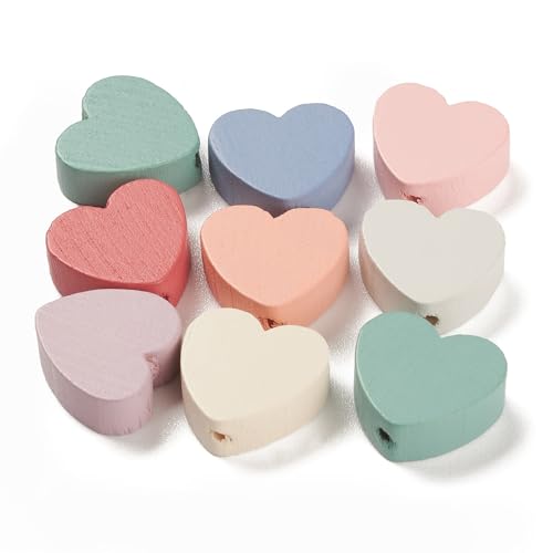 Ipotkitt 100 Stück gemischte Farben, sprühlackiertes natürliches Ahornholz, Herzperlen, Holzperlen, Liebesform, Abstandshalter, Perlen für Bastelarbeiten, Schmuck, Armband, Halskette, Ohrringe Ipotkitt 100 Stück gemischte Farben, sprühlackiertes natürliches Ahornholz, Herzperlen, Holzperlen, Liebesform, Abstandshalter, Perlen für Bastelarbeiten, Schmuck, Armband, Halskette, Ohrringe von Ipotkitt