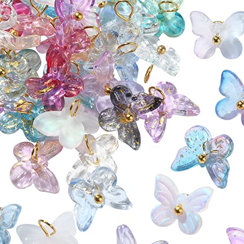 Ipotkitt 100 Stück gemischte Farben, transparente Glas-Schmetterling-Charms, Kristall-Schmetterling-Perlen, gemischte Stile für Schmuckherstellung, DIY, Handwerk von Ipotkitt