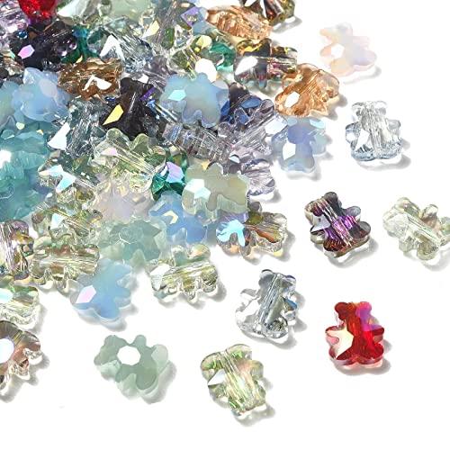 Ipotkitt 100 Stück gemischte Farben, transparente Glasperlen für Gummibärchen, AB-farbig, facettiert, Kristallbären, Abstandshalter, Perlen für Schmuckherstellung, Bastelarbeiten von Ipotkitt