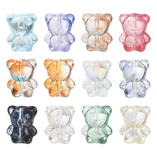 Ipotkitt Kawaii-Bär-Abstandshalter in gemischten Farben, handgefertigt, Glasperlen, Gummibärchen für Armband, Halskette, Schmuckherstellung, Basteln, 100 Stück von Ipotkitt