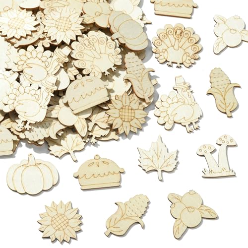 Ipotkitt 100 Stück gemischte Stile, unlackiert, blanko, Holzausschnitte, Charms, Holz, Truthahn, Ahornblatt, Charms für Bastelarbeiten, Malerei, Kunst, Haarnadel, Foto, Heimdekoration Ipotkitt 100 Stück gemischte Stile, unlackiert, blanko, Holzausschnitte, Charms, Holz, Truthahn, Ahornblatt, Charms für Bastelarbeiten, Malerei, Kunst, Haarnadel, Foto, Heimdekoration von Ipotkitt