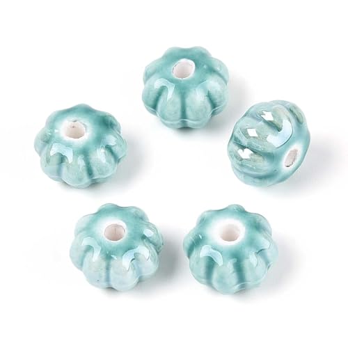 Ipotkitt 100 Stück hell glasierte Porzellan-Kürbisperlen Trommel Halloween Gemüse Keramik Abstandshalter Perlen für DIY Schmuck Armband Halskette Ohrringe Schlüsselanhänger Handwerk von Ipotkitt