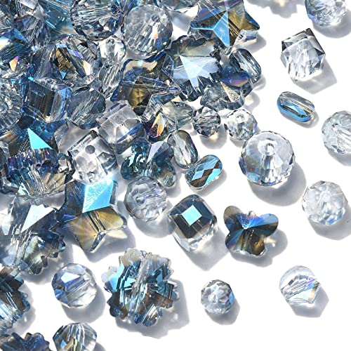 Ipotkitt 100 Stück hellblaue galvanisierte Glasperlen facettierte gemischte Form Kristallstern ovale runde Abstandshalter Perlen für DIY Schmuck Handwerk von Ipotkitt