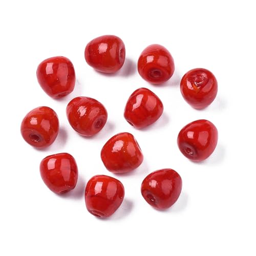 Ipotkitt 100 Stück rote handgefertigte Glasperlen in Apfelform, Kirsche, Obst, Lebensmittel, Glasperlen für DIY-Schmuckherstellung, Armband, Halskette, Ohrringe, Schlüsselanhänger, Handyhandwerk Ipotkitt 100 Stück rote handgefertigte Glasperlen in Apfelform, Kirsche, Obst, Lebensmittel, Glasperlen für DIY-Schmuckherstellung, Armband, Halskette, Ohrringe, Schlüsselanhänger, Handyhandwerk von Ipotkitt