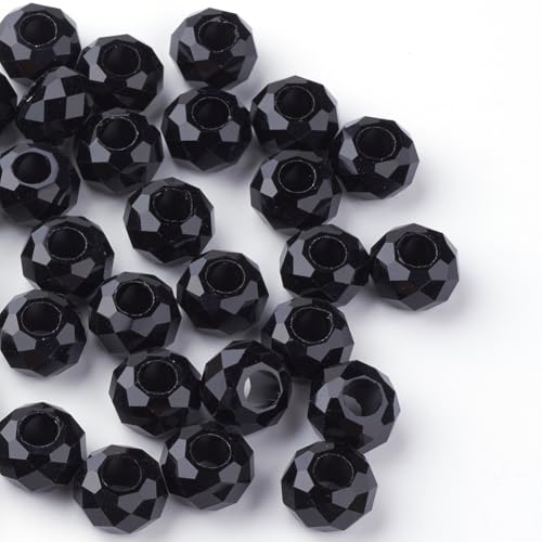 Ipotkitt 100 Stück schwarze facettierte Glas-Rondelle-Perlen, europäische Perlen, Trommelfass, großes Loch, Perlen für DIY-Schmuckherstellung, Perlen, Armbänder, Halsketten, Ohrringe Ipotkitt 100 Stück schwarze facettierte Glas-Rondelle-Perlen, europäische Perlen, Trommelfass, großes Loch, Perlen für DIY-Schmuckherstellung, Perlen, Armbänder, Halsketten, Ohrringe von Ipotkitt