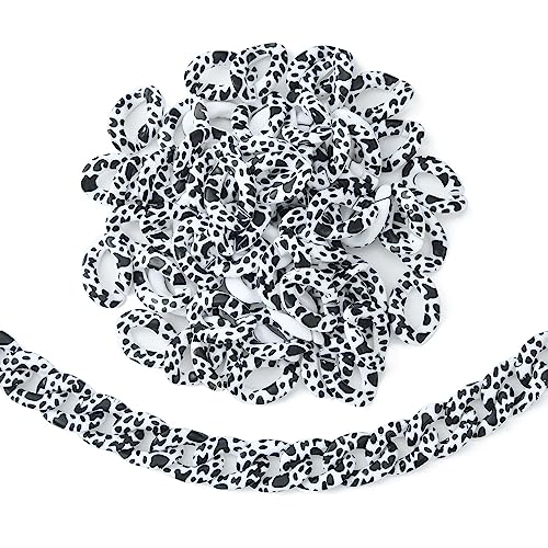 Ipotkitt 100 Stück schwarze und weiße Acryl-Verbindungsringe mit Kuhmuster, Schnellverbindungen, gedrehte, ovale Kettenglieder für Ohrringe, Halsketten, Schmuckherstellung von Ipotkitt