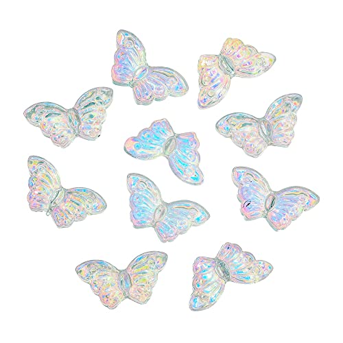 Ipotkitt 100 Stück transparente tschechische Schmetterlings-Perlen aus Glas, transparent, AB-farbig, mit Glitzerpulver für Bastelarbeiten, Schmuckherstellung Ipotkitt 100 Stück transparente tschechische Schmetterlings-Perlen aus Glas, transparent, AB-farbig, mit Glitzerpulver für Bastelarbeiten, Schmuckherstellung von Ipotkitt