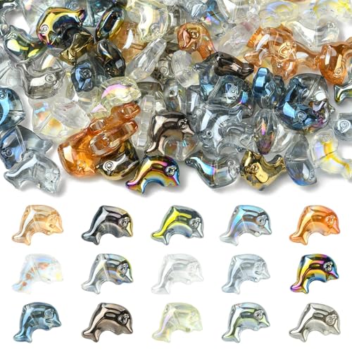 Ipotkitt 100 Stück zufällige Delfin-förmige Glasperlen, Meerestiere, transparente Perlen, niedlicher Strand-Abstandshalter, Ornamente für DIY Handwerk Ohrring Stift Schmuckherstellung Ipotkitt 100 Stück zufällige Delfin-förmige Glasperlen, Meerestiere, transparente Perlen, niedlicher Strand-Abstandshalter, Ornamente für DIY Handwerk Ohrring Stift Schmuckherstellung von Ipotkitt