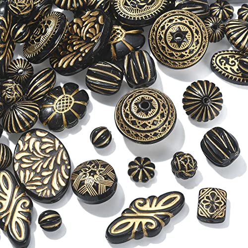 Ipotkitt 100 g beschichtete Acryl-Perlen, ovale runde Kokosnuss-Perlen, antike indische Totem-Perlen für die Schmuckherstellung, DIY-Armband, Halskette, Haarhandwerk von Ipotkitt