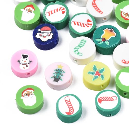 Ipotkitt 1000 Stück handgefertigte Polymer-Ton-Perlen, flach, rund, Weihnachtsmotiv, Winter-Schneemann, Abstandshalter für DIY-Schmuckherstellung, Armband, Halskette, Ohrringe, Schlüsselanhänger Ipotkitt 1000 Stück handgefertigte Polymer-Ton-Perlen, flach, rund, Weihnachtsmotiv, Winter-Schneemann, Abstandshalter für DIY-Schmuckherstellung, Armband, Halskette, Ohrringe, Schlüsselanhänger von Ipotkitt
