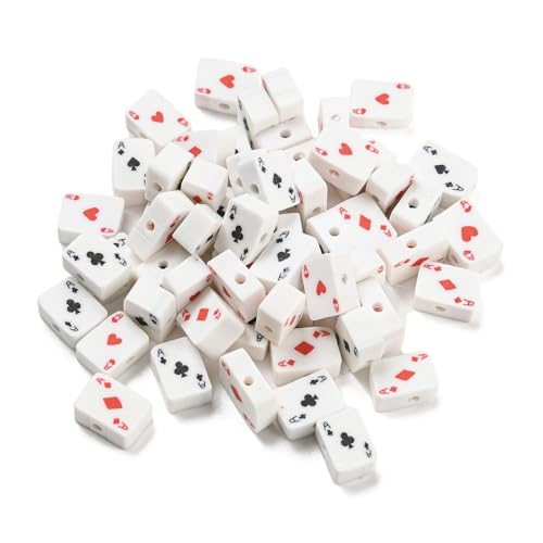 Ipotkitt 1000 Stück handgefertigte Spielkartenperlen aus Polymerton, rechteckige Clubs, Pokerkarten, Abstandshalter, Perlen für DIY-Schmuckherstellung, Armbänder, Halsketten, Ohrringe von Ipotkitt