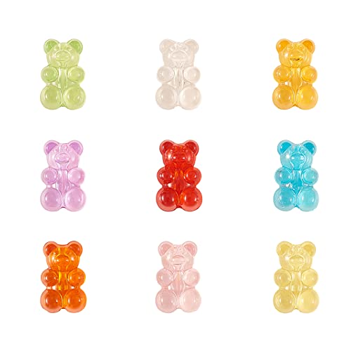 Ipotkitt 180 Stück 9 Farben Transparent Gummibärchen Candy Colour Acryl Perlen für DIY Schmuck Halskette Armband Ohrringe Herstellung Zubehör - 18,5 x 12 mm von Ipotkitt