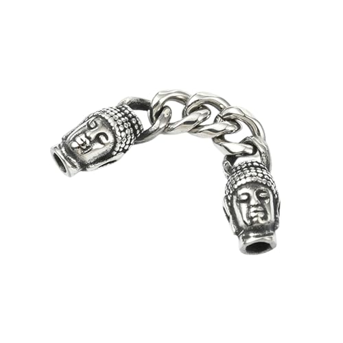 Ipotkitt 2 Stück 62 mm Edelstahl Antik-Silber Endketten Buddha-Form Kopf Perlen Kubanische kurze Glieder-Verlängerungsketten für DIY Armband Halskette Schmuckherstellung Bastelbedarf von Ipotkitt
