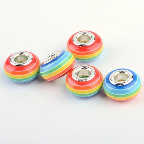 Ipotkitt 20 Stück 14 mm große Regenbogenperlen aus Kunstharz mit großem Loch und Doppelkern aus Messing, für Bastelarbeiten, Schmuck, Armband, Halskette, Ohrringe, Schlüsselanhänger Ipotkitt 20 Stück 14 mm große Regenbogenperlen aus Kunstharz mit großem Loch und Doppelkern aus Messing, für Bastelarbeiten, Schmuck, Armband, Halskette, Ohrringe, Schlüsselanhänger von Ipotkitt