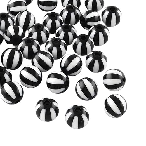 Ipotkitt 20 Stück 16 mm schwarze und weiße undurchsichtige Acrylstreifen, runde Perlen, Kugelform, Kaugummi, lose Perlen für Schmuckherstellung, Basteln, Armband, Halskette, Ohrringe Ipotkitt 20 Stück 16 mm schwarze und weiße undurchsichtige Acrylstreifen, runde Perlen, Kugelform, Kaugummi, lose Perlen für Schmuckherstellung, Basteln, Armband, Halskette, Ohrringe von Ipotkitt