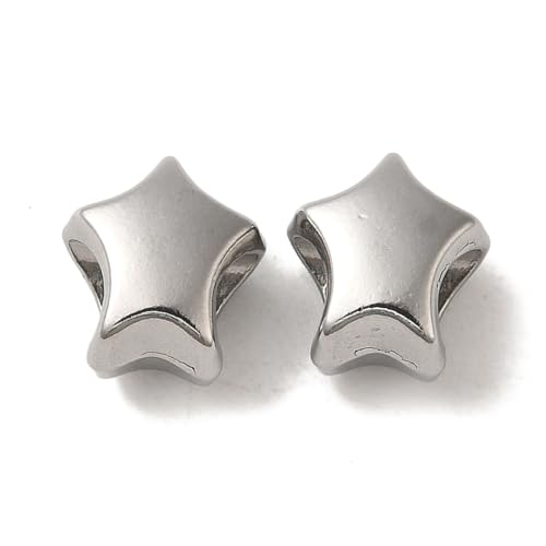 Ipotkitt 20 Stück 304 Edelstahl Stern Europäische Perlen Meteor Himmlische Abstandshalter Großes Loch Perlen für DIY Schmuckherstellung Handwerk Armband Halskette Schlüsselanhänger Ohrringe Zubehör von Ipotkitt