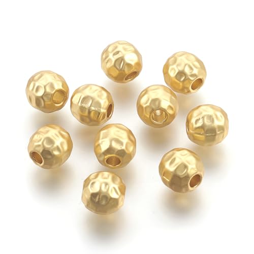 Ipotkitt 20 Stück 8 mm große, runde kugelförmige Messingperlen in mattem Stil, lose Perlen für Bastelarbeiten, Schmuckherstellung, Halsketten, Armbänder, Ohrringe, Schlüsselanhänger von Ipotkitt
