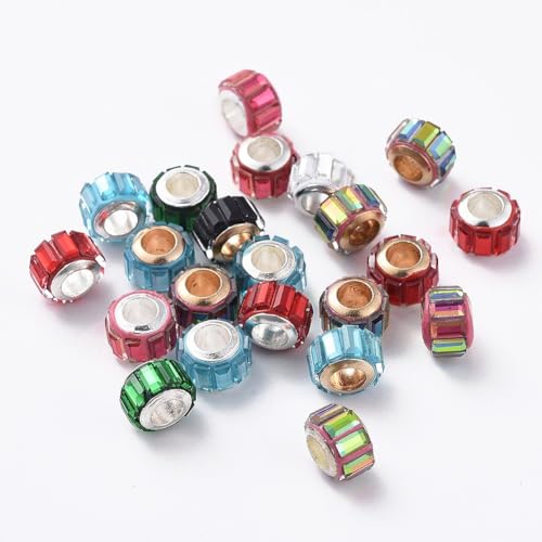 Ipotkitt 20 Stück Glassäulen-Perlen mit Legierungskernen, flach, rund, Trommelrohr, großes Loch, Perlen für DIY-Schmuckherstellung, Handwerk, Schlüsselanhänger, Armbänder, Halsketten Ipotkitt 20 Stück Glassäulen-Perlen mit Legierungskernen, flach, rund, Trommelrohr, großes Loch, Perlen für DIY-Schmuckherstellung, Handwerk, Schlüsselanhänger, Armbänder, Halsketten von Ipotkitt