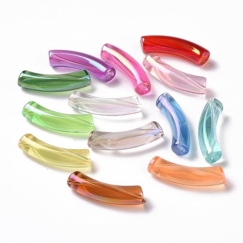 Ipotkitt 20 Stück UV-Beschichtung, transparent, gebogen, regenbogenfarben, schillerndes Acryl, Bonbonfarben, klobige Bambusröhrenperlen für DIY-Armbänder, Schmuckherstellung Ipotkitt 20 Stück UV-Beschichtung, transparent, gebogen, regenbogenfarben, schillerndes Acryl, Bonbonfarben, klobige Bambusröhrenperlen für DIY-Armbänder, Schmuckherstellung von Ipotkitt