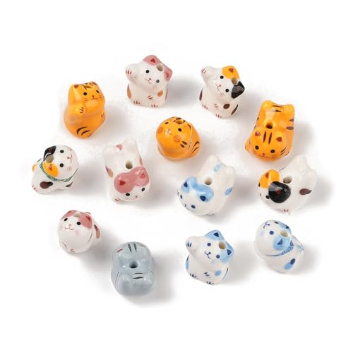 Ipotkitt 20 Stück handgefertigte bedruckte Porzellan-Tierperlen Katze Tiger Haustier Kätzchen Abstandshalter Perlen für DIY Schmuckherstellung Armbänder Halskette Ohrringe Handwerk Schlüsselanhänger Ipotkitt 20 Stück handgefertigte bedruckte Porzellan-Tierperlen Katze Tiger Haustier Kätzchen Abstandshalter Perlen für DIY Schmuckherstellung Armbänder Halskette Ohrringe Handwerk Schlüsselanhänger von Ipotkitt