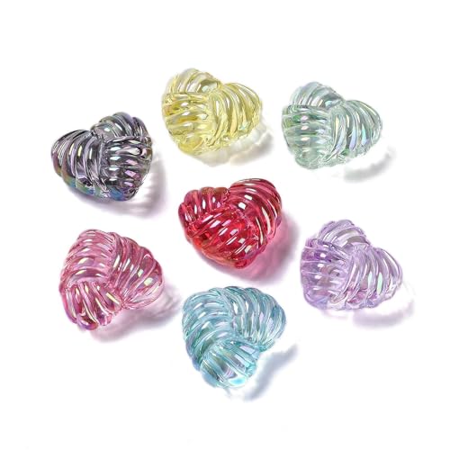 Ipotkitt 20 Stück schillernde klare Herz-Acrylperlen, romantische Liebesform, Abstandshalter für DIY-Schmuckherstellung, Halsketten, Armbänder, Ohrringe, Schlüsselanhänger, Taschendekoration, Handwerk von Ipotkitt